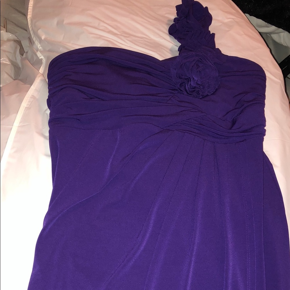 Purple one shoulder mini dress